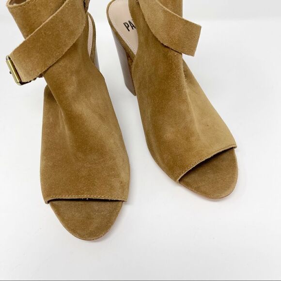 Paige Suede Mimi Buckle Peep Toe Ankle Booties - Picture 6 of 10